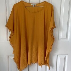 Umgee Mustard Fringe Hem Tunic